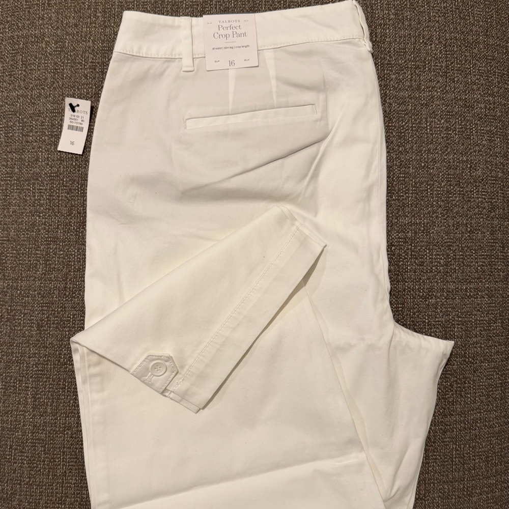 Talbots White Perfect Crop Pant - Womens Size 16 - NWT